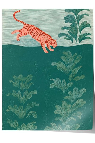 Postifull Leu și plante verzi – Poster fără bureți nr. 180142