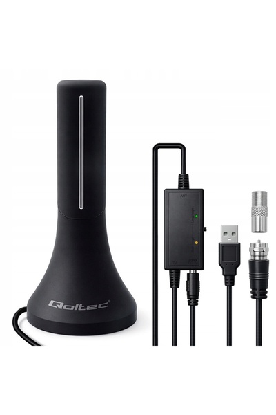 Qoltec 57065 DVB-T2 32dBi 4K Antenă de interior cu amplificator de semnal și ...