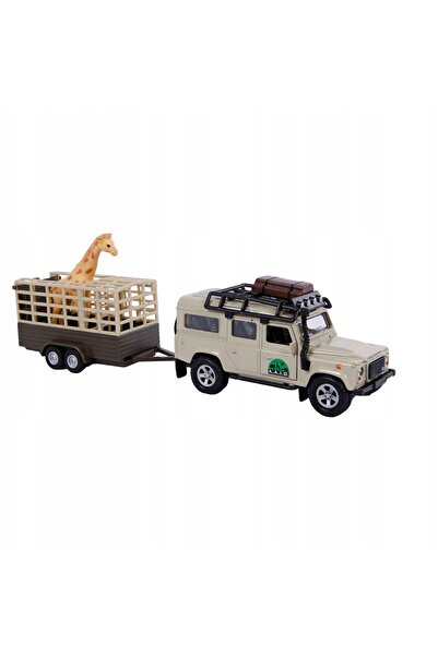 Kids Globe Mașinuță Land Rover de 13cm cu remorcă și girafe