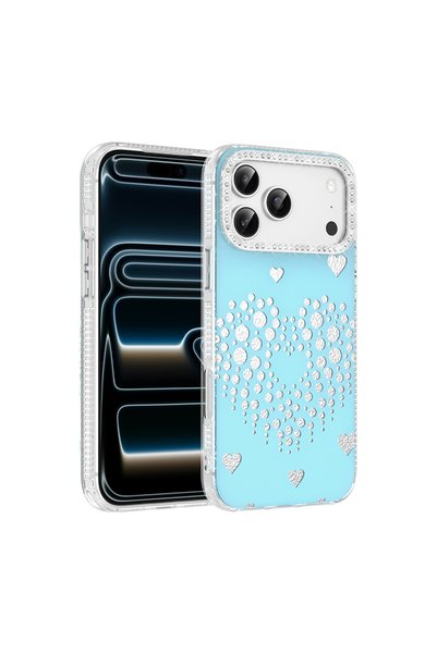 noktaks حافظة متوافقة مع هاتف iPhone 17 Pro من نوع Drop Stoned Rivas Hard PC Cover - أزرق - T43634