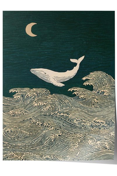 Postifull Poster fără ramă cu balenă și peisaj lunar, nr. 180182