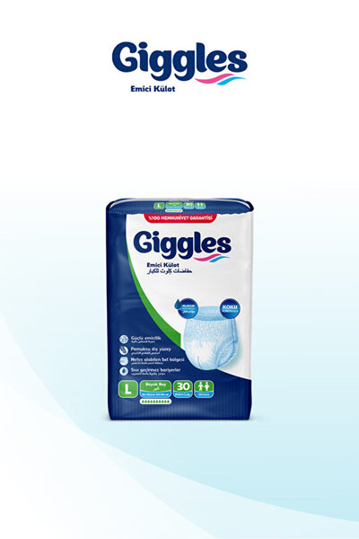 giggles Yetişkin Emici Külot Bez Büyük Boy (Large) Bel Ölçüsü 100-150cm Islaklık Göstergeli- 4paket 120Adet