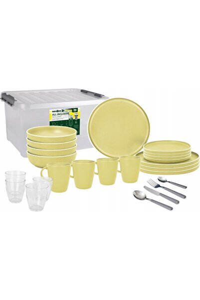 Brunner Set de veselă din melamină galbenă Dolomit, All Inclusive