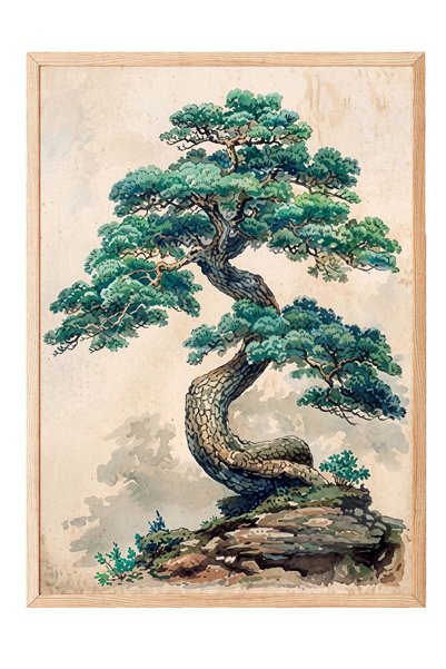 Postifull Poster cu un copac bonsai – Tablou în ramă de lemn Nr. 180117
