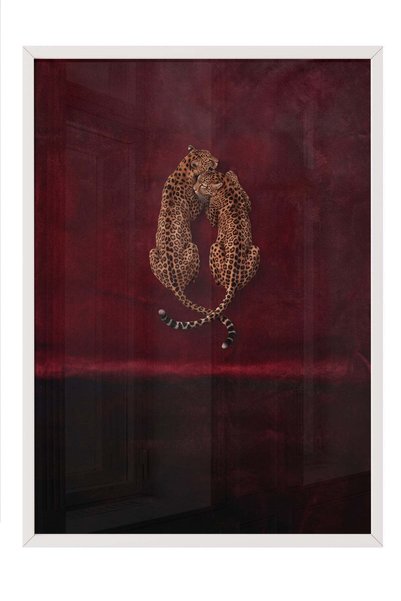 Postifull Leoparlar Kucaklaşıyor Poster – Beyaz Çerçeveli Tablo NO:180070