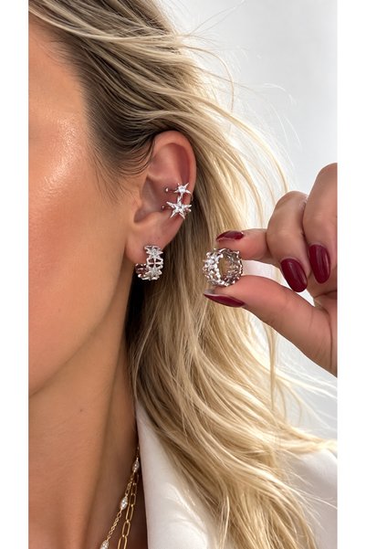 GLARE JEWELRY CO أقراط دائرية صغيرة من الفولاذ المقاوم للصدأ بتصميم نجمة