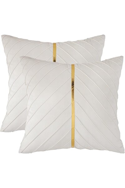 Generic Velvet Throw Pillow Covers 18x18 inch Pack of 2 with Gold Leather Dec...