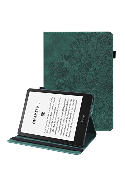 XGSM Husă pentru Kindle Paperwhite 5 (2021), Floare imprimată, Verde