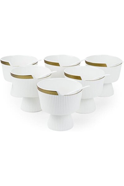 Royal Bone China Shallow Porcelain New Bone China Verde Set Of 6 - Ice Cream ...