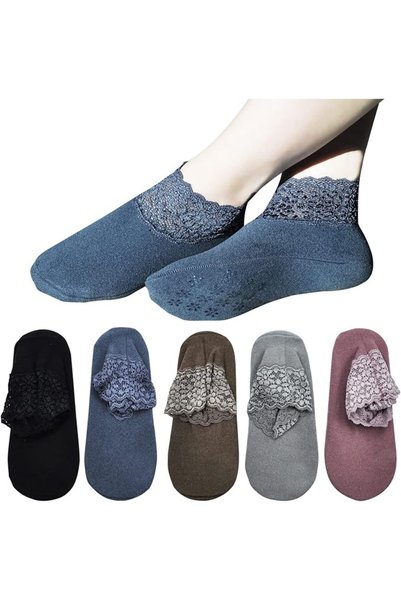 KASTWAVE Womens Anti-Slip Socks, 6 Pairs No Show Socks Lace Women No Show Lin...