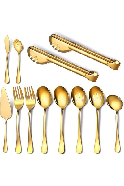 JOYZZZ Stainless Steel Serving Utensil, 10-Piece Professional Catering Set wi...