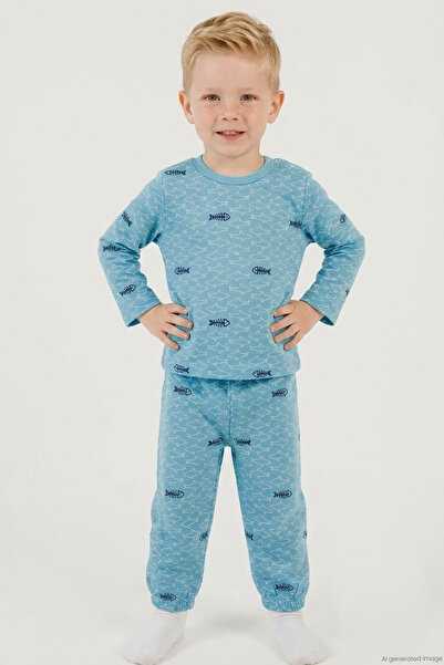 Breeze Baby Boy Pajama Set with Sea Theme and Shark Pattern, 9 Months - 3 Yea...