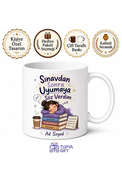 Tupya Gift Sınavdan Sonra Uyumaya Söz Verdim Üniversiteli Esprili Kupa Bardak Hediye