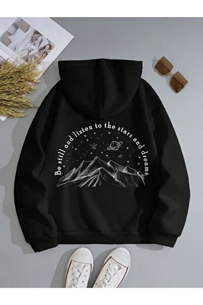 Vordevia Stars and Dreams Printed Cotton 3 Thread Threaded Oversize Sweatshirt