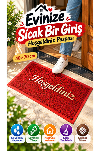OpenCity Covoraș roșu de 40x70 cm cu textul „Bun venit” pentru ușă Covoraș de...