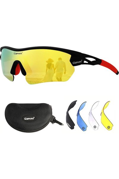 GENERAL Polarized Sports Sunglasses UV400 with 5 Interchangeable Lenses,Mens ...