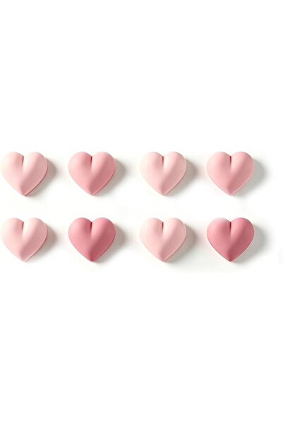 Yelajoy 8 PCS Heart Fridge Magnets Pink Decorative Refrigerator Holders