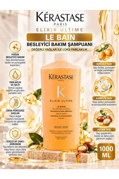 Kerastase Elixir Ultime Le Bain 1000 ml – Yoğun Parlaklık ve İpeksi Yumuşaklı...