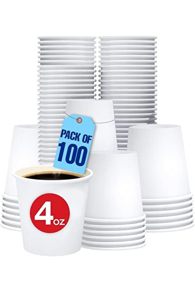 MARKQ [100 Cups] 4 oz. White Paper Cups- Available in 7oz, 8oz, 12oz, 16oz- S...