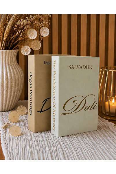 Dali & Degas 2’li Dekoratif Kitap Kutusu Seti – Açılabilir Saklama Kutusu, Bej ve Krem Ev Dekoru