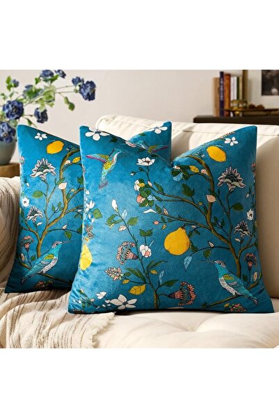 BLUE MUSSEL Musel Yellow Floral Throw Pillow Covers 18X18, Set of 2