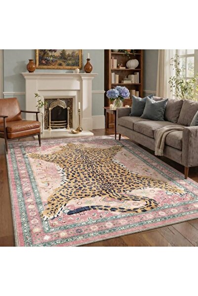 GENERAL Leopard Print Area Rug 5X7 by Bafni, Washable Leopard Animal Print Ar...