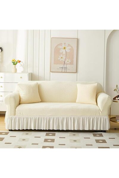 PYEBE Sofa Cover with Skirt, Stretch Sofa Slipcover Spandex Non-Slip Soft Cou...