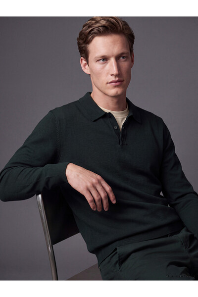 LC Waikiki Southblue polo collar men's knit sweater