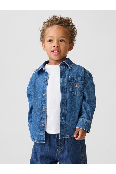 GAP Erkek Bebek Mavi Denim Big Gömlek