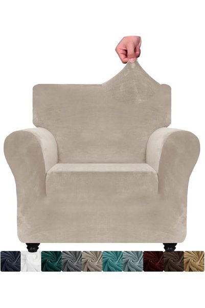 GENERAL XINEAGE Velvet Sofa Cover 3 Seater, Stretch Sofa Cover for Living Roo...