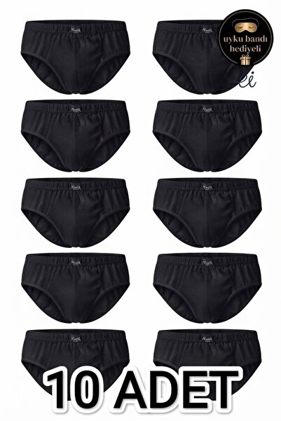 Tutku Pack of 10 Men's Cotton Briefs - Custom Made with Sleep Band Gift - Bla...