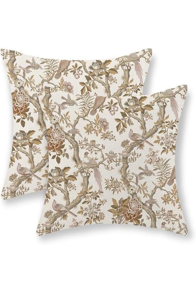 GOLIANDA Chinoiserie Floral Bird Pillow Covers 20x20 Set of 2 Blue Chinoiseri...