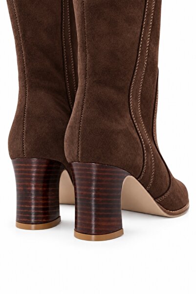 5in1Canpolat Brown Heeled Western Boots 26044