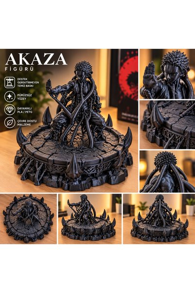 3D Baskı Akaza Anime Figürü Dekoratif Biblo Siyah Detaylı Tasarım