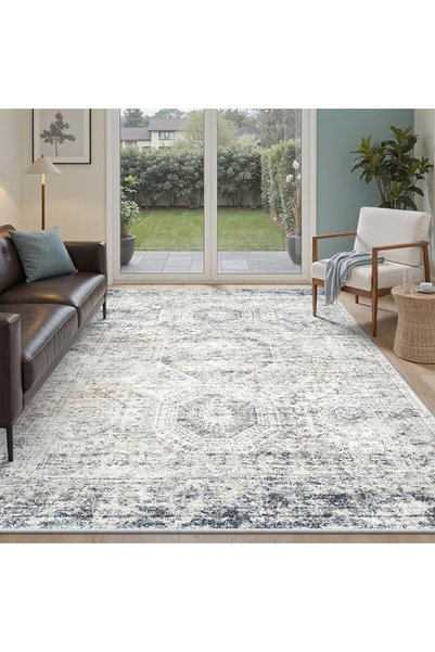 GENERAL Sumotale Washable Area Rug 8X10 Soft Beige Rug for Living Room