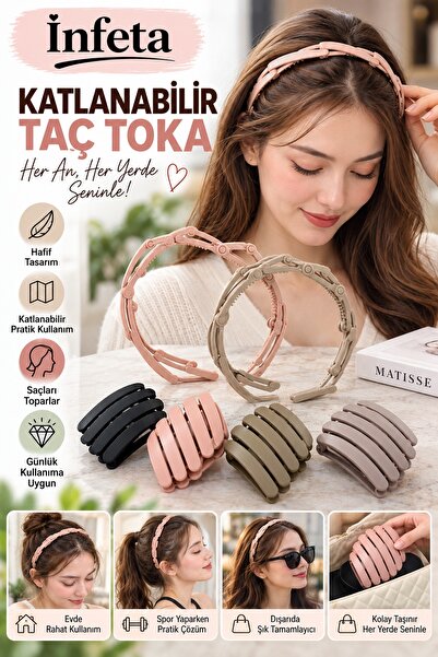 İnfeta Foldable Crown Buckle Lightweight Portable Accordion Design Hairband