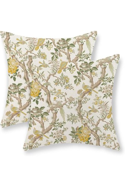 GOLIANDA Chinoiserie Floral Bird Pillow Covers 20x20 Set of 2 Blue Chinoiseri...