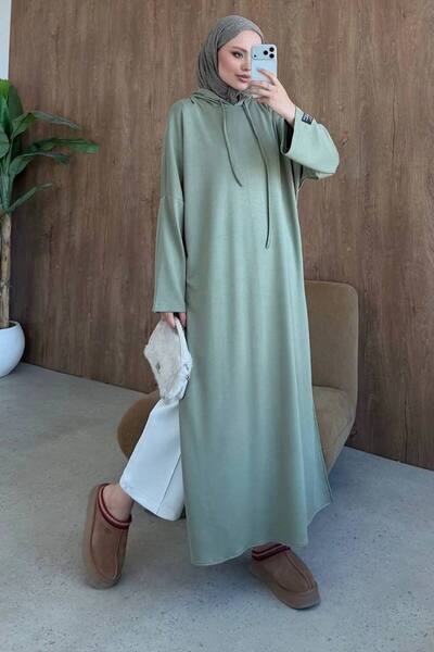 Generic Brand Hooded Oysho Fabric Long Slit Tunic |   Hijab Women's Abaya Blouse