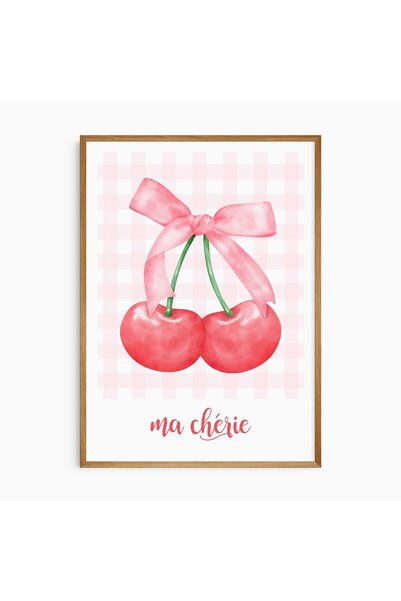 KEYFHOME Poster de pictură cu fundă și cireșe, cadou pentru decorarea peretel...