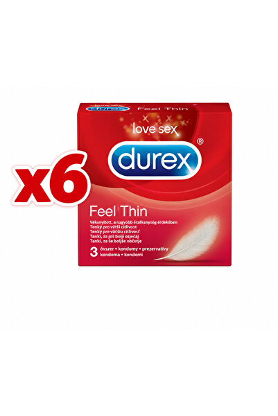 Durex Set 6 cutii - Feel Thin 3 bucati (18 bucati)