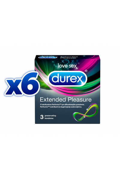 Durex Set 6 cutii- Extended Pleasure 3 bucati ( 18 bucati)