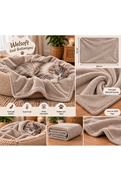 Welsoft Kumaş Kedi Köpek Battaniyesi 70x12”