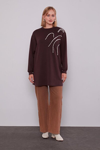 Levidor Pearl Detailed Sweatshirt Bitter Brown