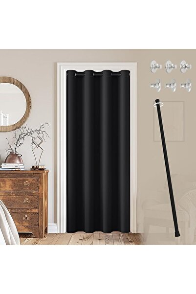 GENERAL Door Curtain with Rod and Magnetic Button Opaque with Eyelets for Liv...
