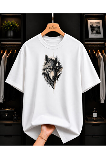 SB BİANCO Lone Wolf Modern Graphic Printed Oversize Unisex Premium T-Shirt wi...
