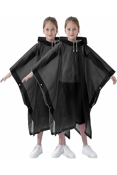 Tazweeq Rain Poncho Kids, Waterproof Rain Coat with Hood, Lightweight Portabl...