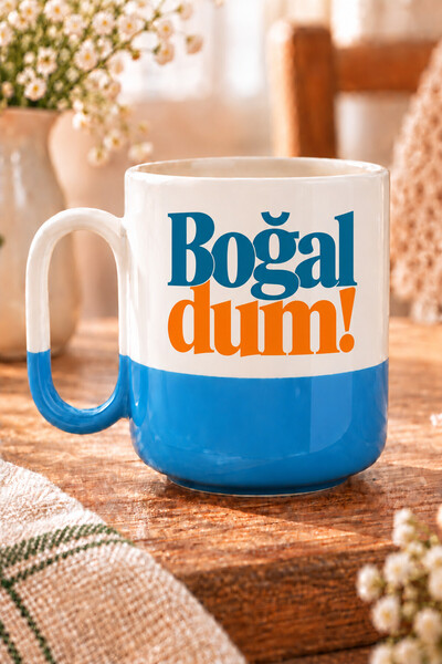 Mor Mürekkep Boğaldum! Baskılı Mavi Arya Kupa