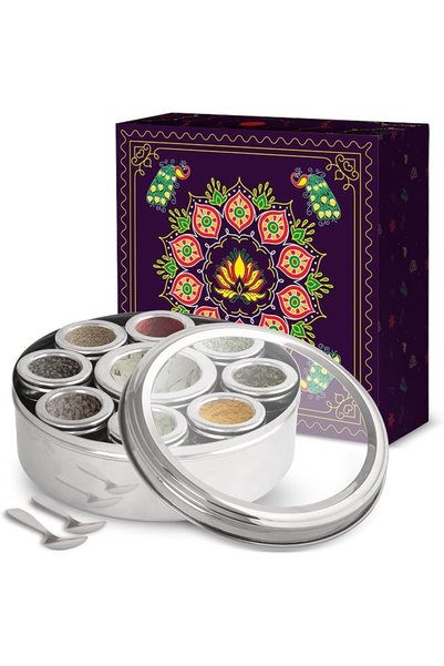GENERAL KSJONE حاوية توابل كبيرة ماسالا دابا بـ 9 أقسام، صندوق بهارات، صندوق ...