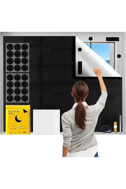 LeQQ Portable Blackout Curtains,Blackout Curtains for Indoor Windows,100% Bla...