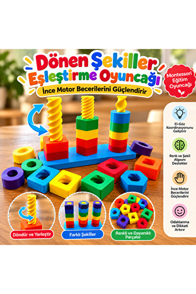 Renkli Geometrik Blok Dizme ve İnce Motor Beceri Gelişim Seti